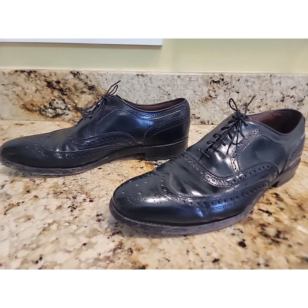 Allen Edmonds McAllister Brogue Wingtip Black Oxfords Size 10.5 C Narow USA 6215